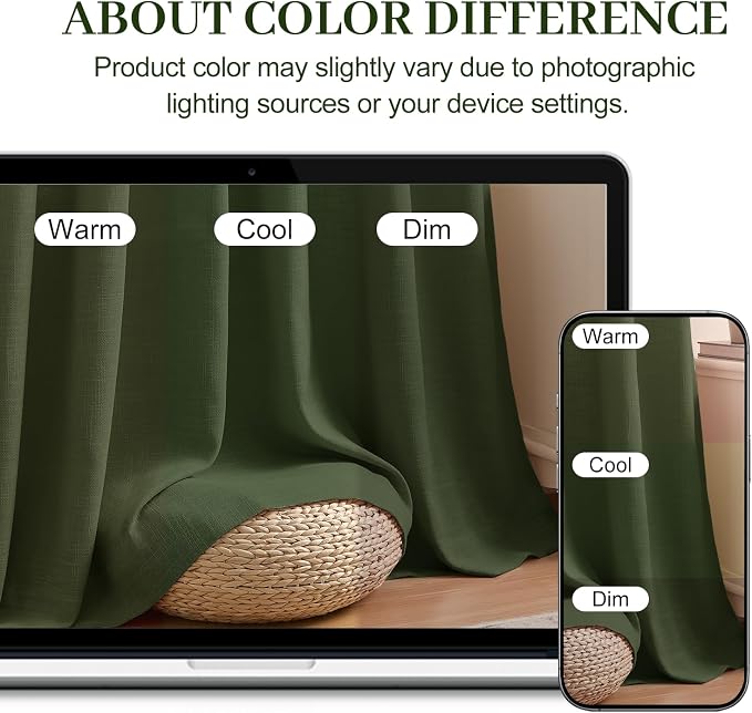 IVAPUPU Pinch Pleated Curtains 90 Inch Length 2 Panels for Living Room, Light Filtering Linen Blend Semi Sheer Pleated Curtain with Rings Modern Back Tab Drapes for Bedroom Office, 40x90, Olive Green