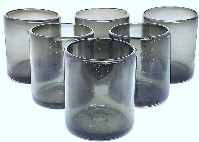 Solid Humo Smoke Gray 9 oz Short Tumblers (set of 6), Recycled Glass, Lead-free, Toxin-Free (9oz Tumbler)