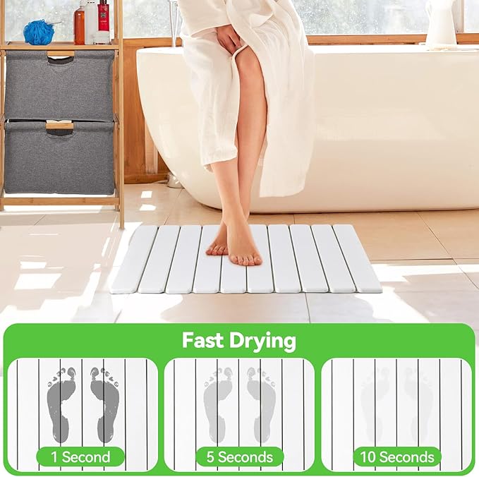 Large Stone Drying Mat for Kitchen Counter, Collapsible Quick Dry Stone Bath Mats for Bathroom, Ultra Absorbent Diatomaceous Earth Dish Stone Mat for Dishes Cups Cookware Countertop, 23.23'' x 15.4''