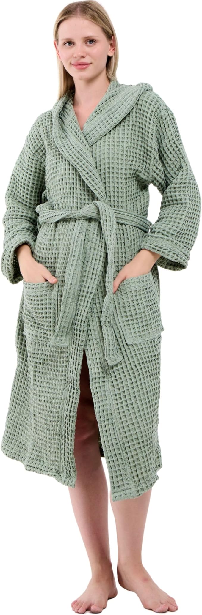 100% Turkish Cotton Waffle Bathrobe for Women