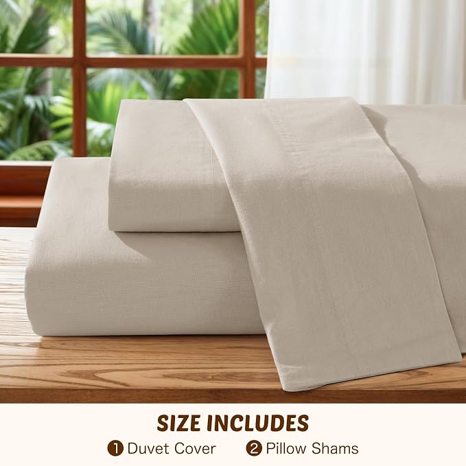 100% Linen Duvet Cover Set King Size, Natural French Flax Linen Comforter Cover, Soft & Breathable for Hot Sleepers with Zipper Closure & 4 Corner Ties - 3 Piece (Linen,King)