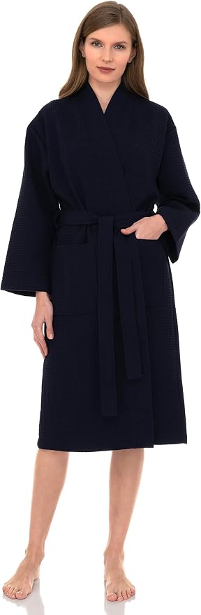 TowelSelections Women's Waffle Bathrobe 100% Cotton Soft Kimono Spa Bath Robe