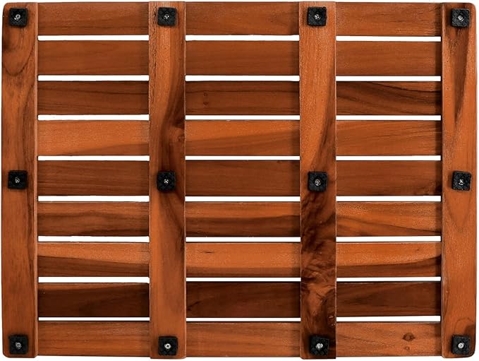 Utoplike (24"x18") Teak Wood Bath Mat, Shower Mats for Bathroom, Large for Spa Home or Outdoor
