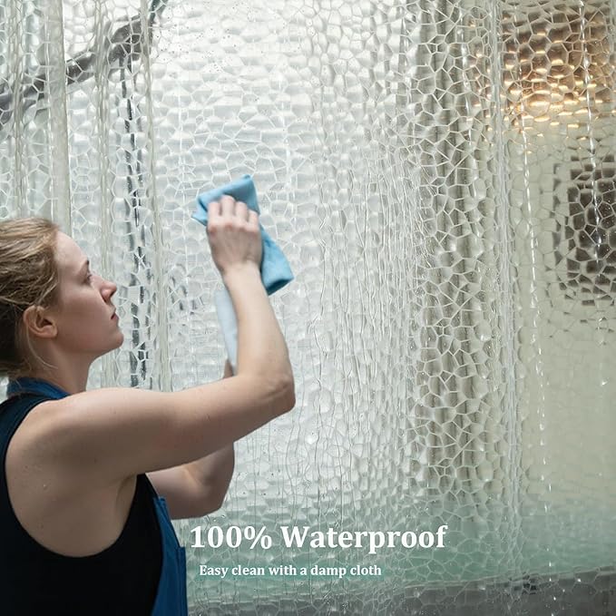Clear Shower Curtain Liner 74 inch Long, EVA 7G Waterproof Plastic Shower Curtain Liner 72x74 inches with 3 Big Magnets, Water Cube, No Smell