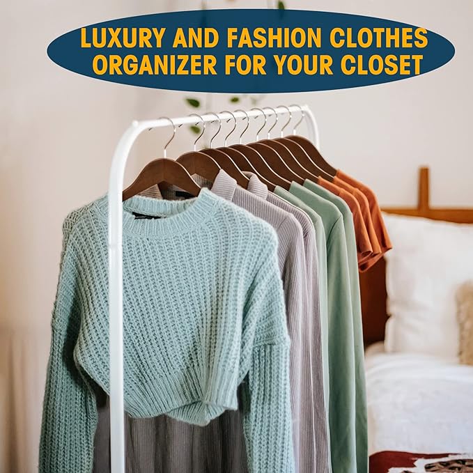 Wood Hangers - 60 Pack Solid Shirt Hangers, Heavy Duty & Slim Wooden Hangers, for Suit, Coat, Jacket, Pants (Walnut)
