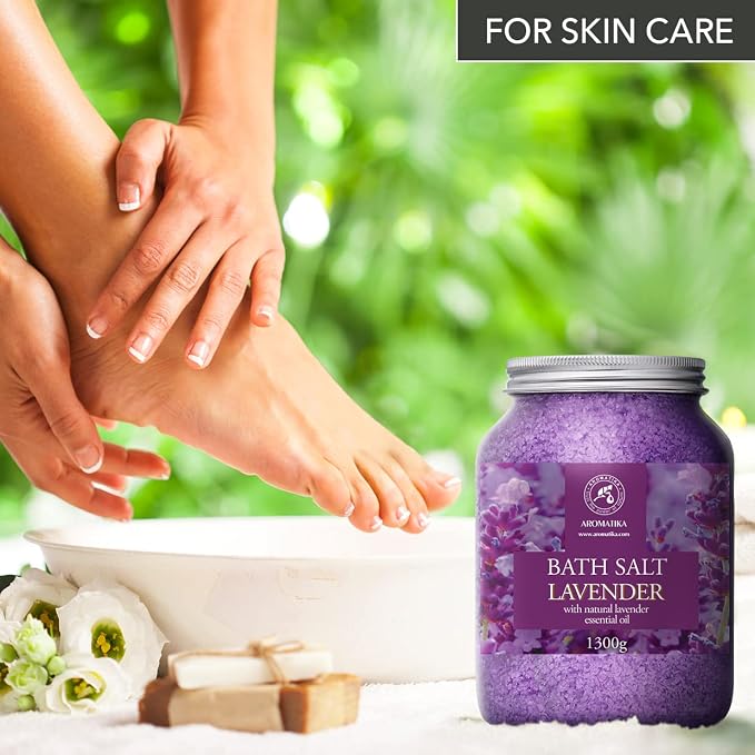 Sea Salt with Natural Lavender Essential Oil – Set of 2 × 46 oz – Aromatherapy Bath Salts – Relaxation & Body Care