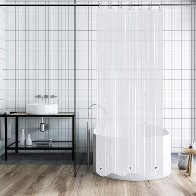 Mrs Awesome 36x84 Small Stall Shower Curtain Liner with 3 Magnets Clear PEVA 8G Thick & Heavy Duty, Waterproof, Narrow Stall Size 36 x 84 inches, Clear