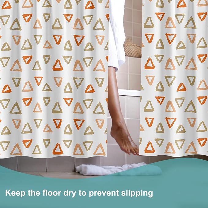 Plastic Shower Curtain Liner, Premium EVA 5G Triangle Shower Curtain, Shower Curtains for Bathroom with 3 Magnetic Weights and Rustproof Grommets (Triangle, 72x72 in)