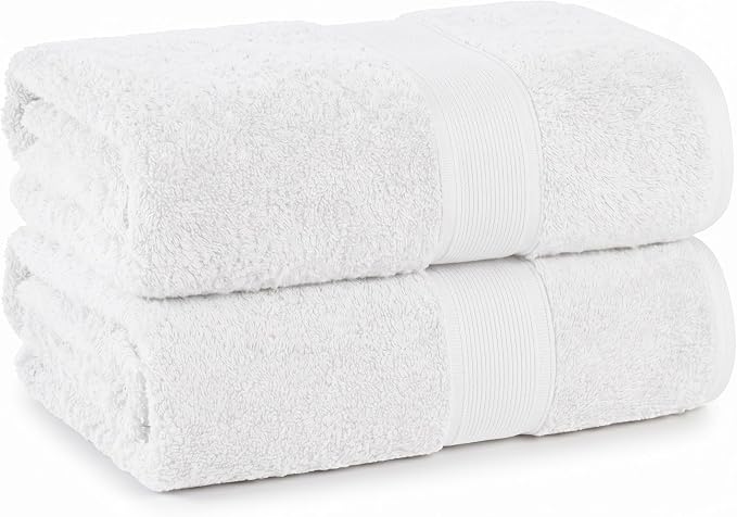Superior 100% Organic Cotton Bath Towel Set of 3, Daily Use for Bathroom, Guest Bath, Quick Dry, Spa, Resort Towels, Absorbent, Home Essentials, 3-Piece Bath Towels, Oregon Collection, White
