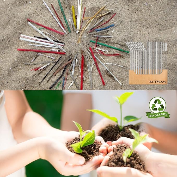 AOTWAN 20-Pack Reusable Stainless Steel Metal Straws, 9 Straight + 9 Bent 8.5'' Metal Straws for 20 oz Tumblers Dishwasher Safe with 2 Cleaning Brushes