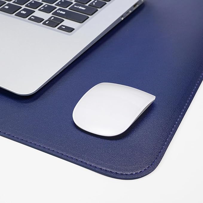 AFIING Cork Desk Mat 47" x 23.6", Dual-Sided Natural Cork & PU Leather Desk Pad, Non-Slip Waterproof Large Mouse Pad for Office, Home & Gaming (Blue)