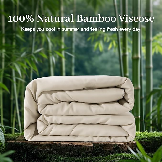 NEXHOME PRO 100% Viscose Derived from Bamboo Comforter King Size - Summer Cooling & Moisture-Wicking Bedding Blanket - All Season Lightweight Design - Natural Organic King Duvet Insert