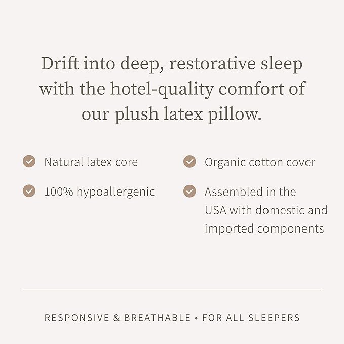 Saatva Latex Pillow - Standard Loft (4" - 5") - Hypoallergenic Pillow with Shredded Latex Core - Breathable - Machine Washable Organic Cotton Cover - King (34"x18") 1 Pack