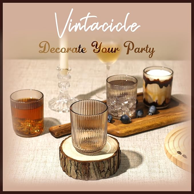 Smokey Gray Ribbed Highball Glasses Set of 6, 8.5oz Vintage Highball Tumblers,Colored Drinking Glasses for Water,Juice,Coffee,Cocktails,Gray Glassware,Housewarming & Party Gift
