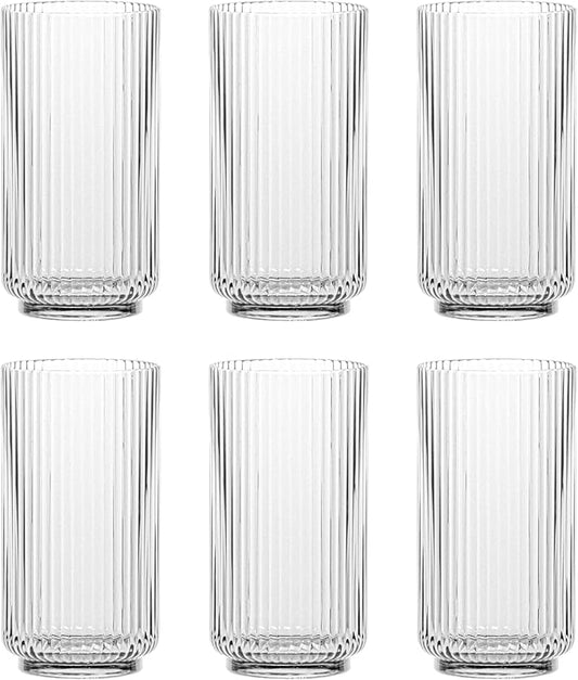 Abode Homewares Mesa 22 oz Durable Acrylic Jumbo Drinking Glasses, Shatter-Resistant and Dishwasher-Safe Indoor/Outdoor Drinkware, Ideal for Water, Iced Tea, Juice, and Cocktails - Clear - Set of 6