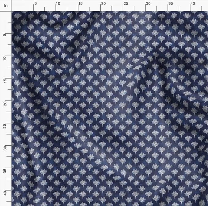 Soimoi Luxurious 58" Wide Blue - Floral Printed, Cotton Jersey Fabric - Perfect Material for Clothing, Home Decor, Craft Projects, 1 Yard