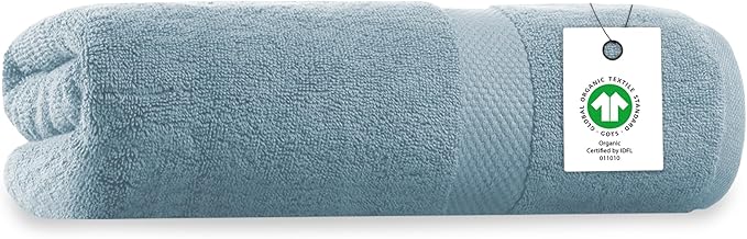 Organic Cotton Luxuriously Plush Bath Sheet | GOTS & Oeko-TEX Certified | Premium Hotel Quality Towels | Feather Touch Technology| 650 GSM Long Staple|Soft, Quick Dry & Ultra-Absorbent 36"x70"