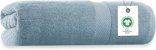 Organic Cotton Luxuriously Plush Bath Sheet | GOTS & Oeko-TEX Certified | Premium Hotel Quality Towels | Feather Touch Technology| 650 GSM Long Staple|Soft, Quick Dry & Ultra-Absorbent 36"x70"