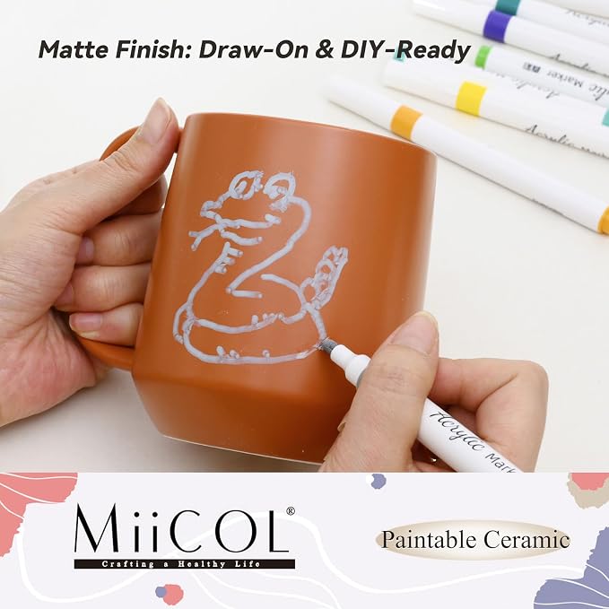 Miicol Ceramic Coffee Mug, 16 oz Large Coffee Cup, Tea Mug with Handle, Flat Bottom Mug for Men, Women, Office, Microwave and Dishwasher Safe, Multi-Color, Burnt Orange
