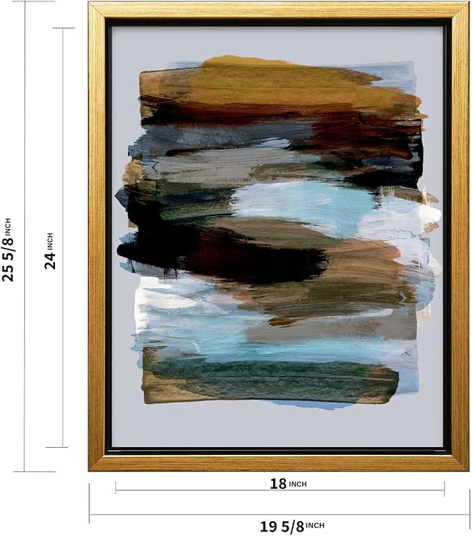 Monem Art Abstract Earth Tone Brushstroke Print - Modern Painterly Art Poster - Wall Decor for Living Room, Bedroom or Office - 18x24 Gold Framed CANVAS Wall Art by Mareike Bohmer
