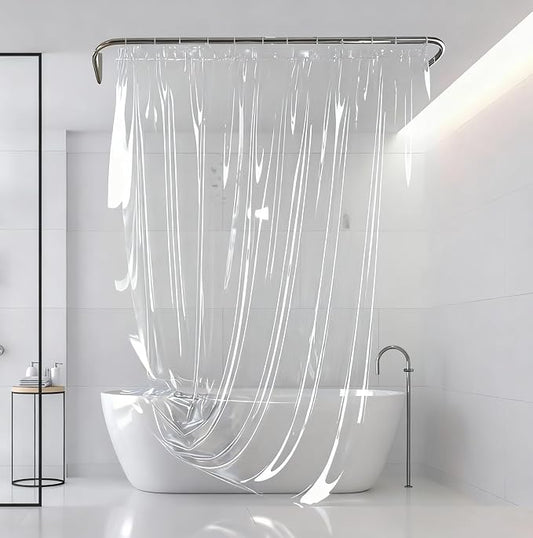 Shower Curtain Liner Clear - PEVA Waterproof Shower Curtain Liner with Plastic Hooks and Rustproof Grommets, Lightweight Standard - 72x72 (Clear Standard)