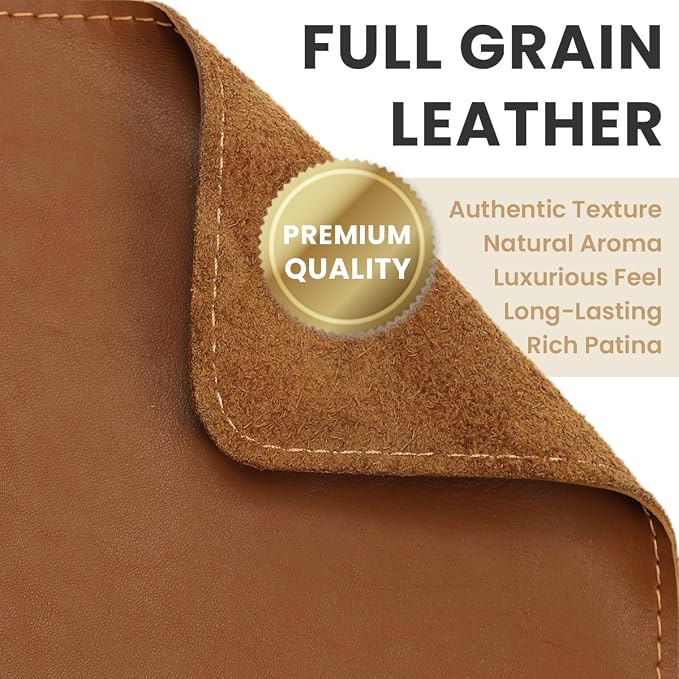 Full Grain Genuine Leather Desk Pad – Toffee Tan Brown (L) - Premium Desk Mat with Non-Slip Backing, Thick 3mm, Office Desk Protector for Work & Gaming (Large 27.6 x 11.8 inch)