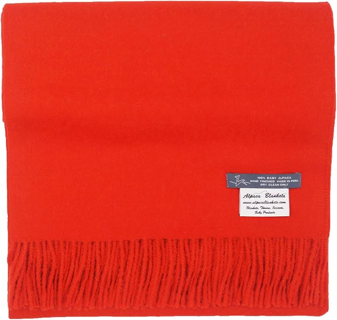 100% Baby Alpaca Throw Blanket, Our Solid Color Throw/Afghan, Mandarin