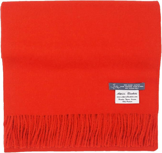 100% Baby Alpaca Throw Blanket, Our Solid Color Throw/Afghan, Mandarin