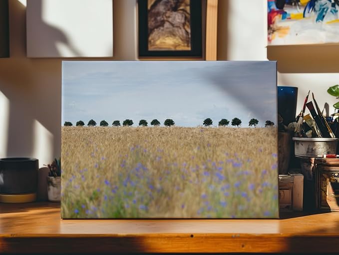 Monem Art Golden Meadow Horizon Landscape Print - Minimalist Nature Photography Poster - Wall Decor for Living Room, Bedroom or Office - 18x24 ROLLED CANVAS Wall Art by Mareike Bohmer