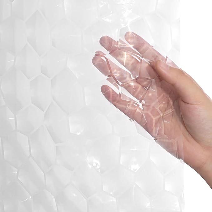EVA Clear Shower Curtain, Water-Repellent Shower Curtain Liner with 3 Magnets for Bathroom, 72x84 Inches, Water Cube