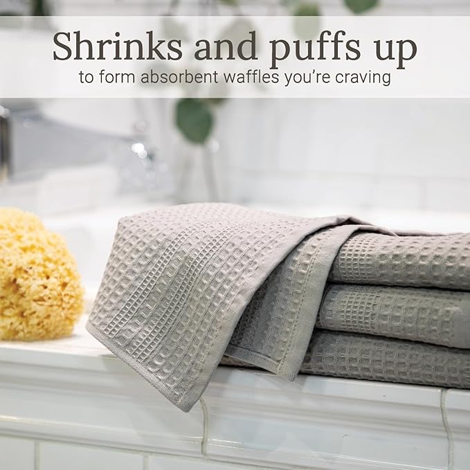 GILDEN TREE Waffle Bath Sheet Large Bath Towels Quick Dry Thin Body Towels, 40x80 Oversized Bath Towels for Adults, Classic Style (Pewter)