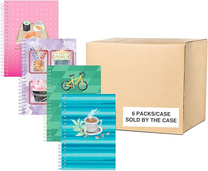 Roaring Spring Lifenotes Notebook, Personal Size Spiral Bound, 7" x 5", 80 Sheets Recycled Pastel Paper (Coordinates with Cover), Perforated, Pocket, Proudly Made in USA (Case of 24)
