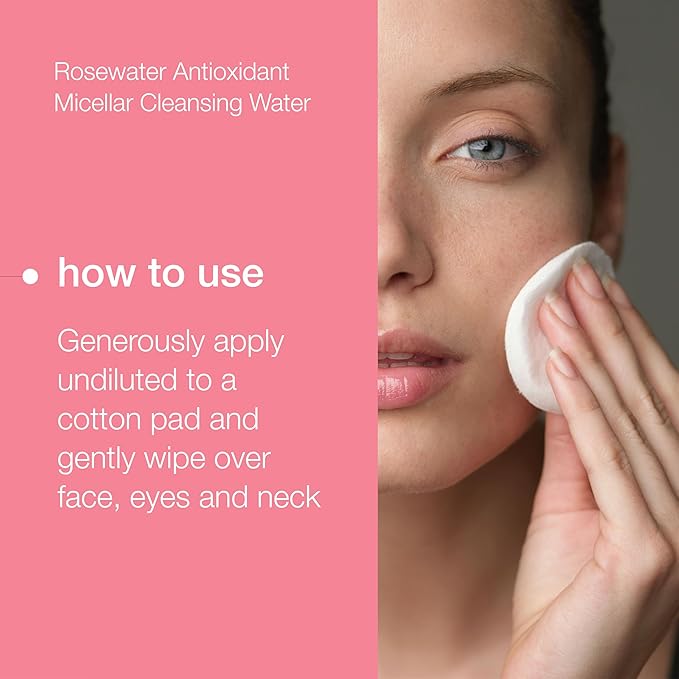 Natio Australia Rosewater Hydration Antioxidant Micellar Cleansing Water, 8.4 oz - Makeup Remover Face Cleanser - Facial Cleanser for All Skin Types