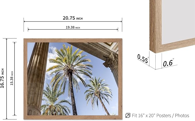 Monem Art Palermo Palm Trees Sicily Print - Tropical European Architecture Poster - Wall Decor for Living Room, Bedroom or Office - 16x20 Beige Framed Wall Art by Mareike Bohmer
