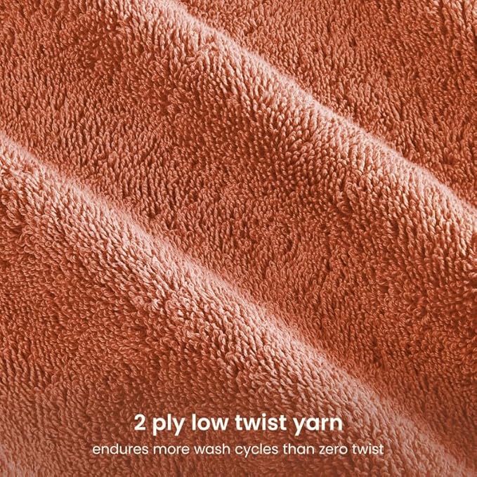 BIOWEAVES 100% Organic Cotton 700 GSM Plush 6-Piece Premium Towel Set GOTS Certified, 2 Bath Towels, 2 Hand Towels & 2 Washcloths - Burnt Orange