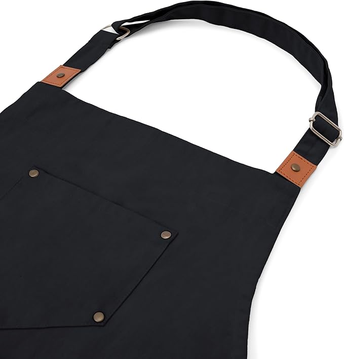 Cotton Canvas Apron for Women & Men – Adjustable Neck Strap & Waist Ties with Pockets