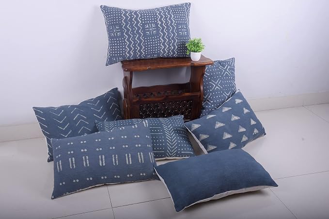 Trade Star Mudcloth Cushion Cover Handloomed Cotton Pillow Case Decorative Spring Breathable Cushion Case Body Hug Pillow Cover Modern (Dark Grey Solid 14X36 INCHES)