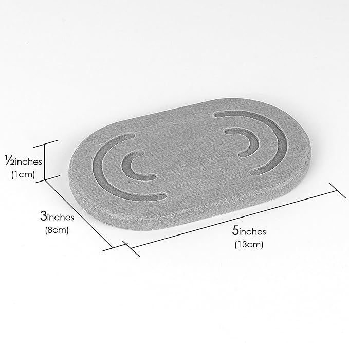Adorila 2 Pack Diatomite Soap Dish, Water Absorbent Soap Bar Holder Mat, Self-Dry Soap Saver Container for Bathroom (Grey)