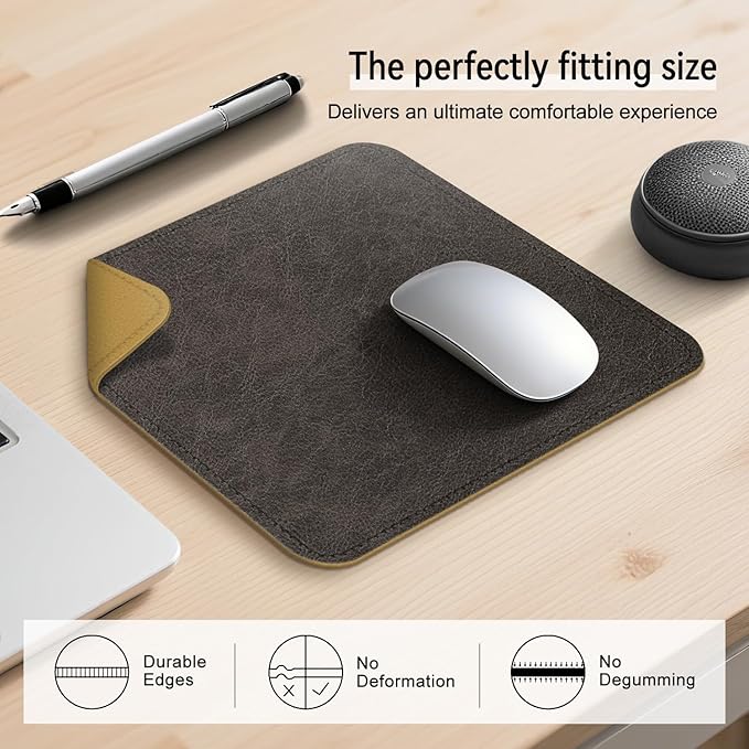 Imitation Crazy Horse Leather Desk Mat - Waterproof Desk Pad - Ideal for Large Mouse Pad and Desk Mats on Top of Desks (Terracotta+Yellow, 11"*8")