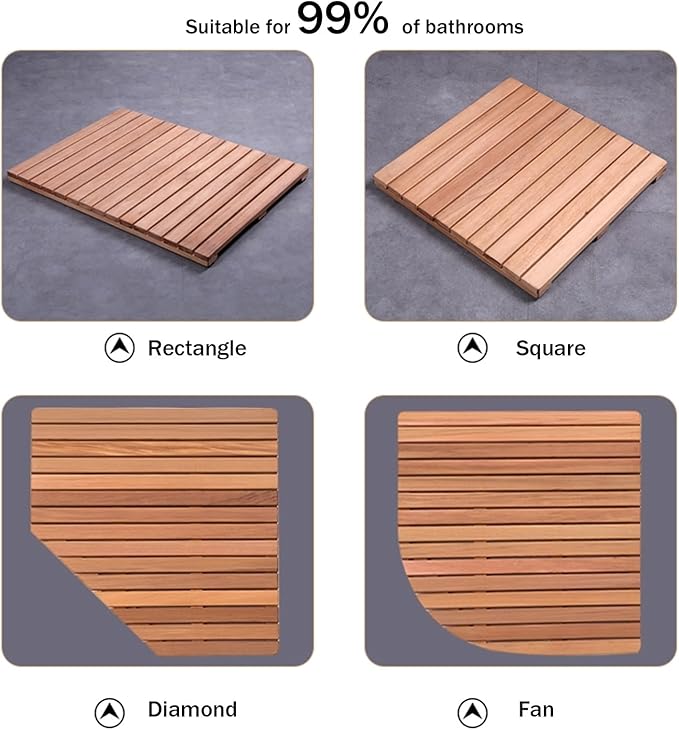 QWEASDF Natural Wooden Bath Mat,Duck Board,Wooden Shower Mat,Waterproof Non Slip Solid,Bathroom Bamboo Bath Mat,Use for Kitchen Bedroom Bathtub Toilet Doormat Pet Mat(90x100cm/36x39in)