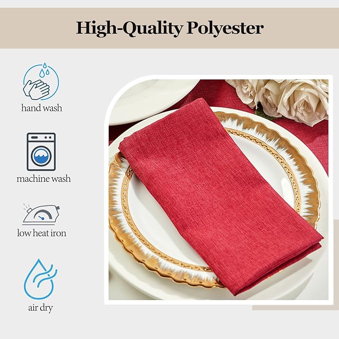 Mebakuk Cloth Napkins Set of 12, Premium 17 x 17 Inch Solid Washable Linen Style Napkins, Soft Table Napkin for Wedding Party Restaurant Dinner Parties
