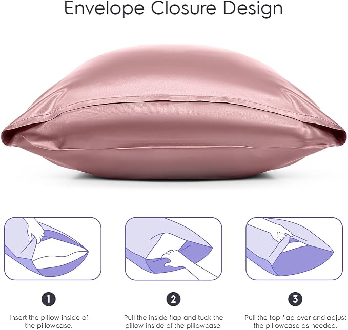 TAFTS 22mm 100% Pure Mulberry 6A Silk Pillowcase for Hair & Skin with Envelope Closure, No Zipper, Cooling, Natural, Organic, Double Sided Pillow Case(Pink, King 20"x36", 22 Momme 1pc)