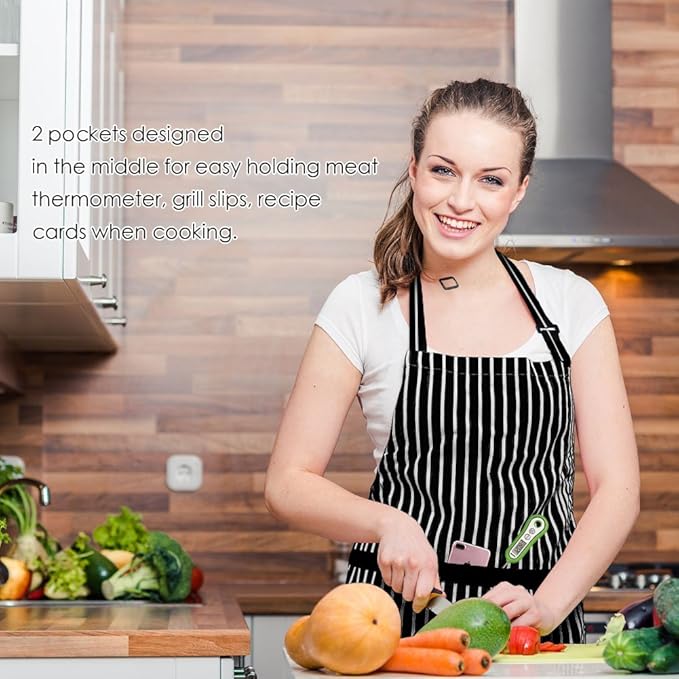 Syntus Apron for Men Women, Adjustable Cooking Kitchen Chef Aprons with 2 Pockets