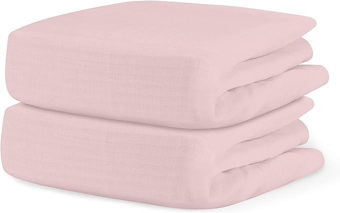 Newton Baby Fitted Crib Sheet (2-Pack) - Ultra Breathable and Soft, Organic Cotton, Fits All Standard Cribs, Pink