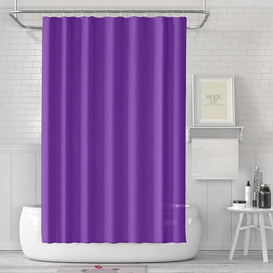 timecity Shower Curtain Liner Purple PEVA Bath Curtain with 3 Magnets Thickened Waterproof Quick Drying Shower Curtain Set with 12 White Plastic Hooks Shower Liner for Bathroom Shower,71x71inch