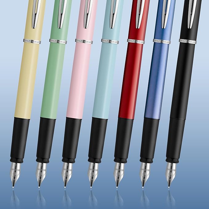 Waterman Allure Fountain Pen | Stainless Steel | Fine Nib | Blue Ink
