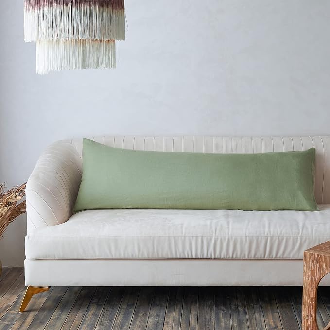 Simple&Opulence Body Pillow Cover 20" x 54",100% Pure Linen, Ultra Soft and Breathable, Body Pillowcase with Envelope Closure for Adults (Sage Green)