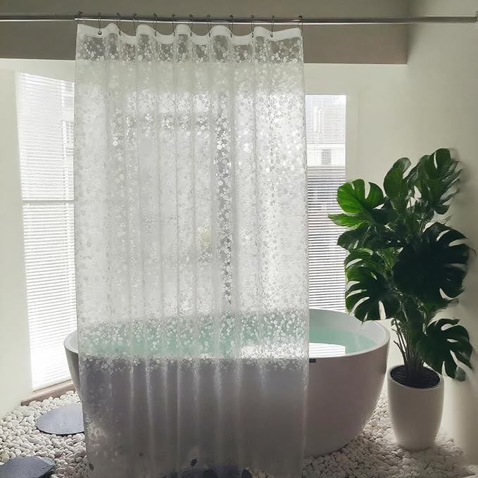 Shower Curtain Liner 75inches Long, EVA Waterproof Weighted Heavy Duty Bathroom Shower Liner with 3 Strong Magnets and 12 Rust Proof Grommets, Cobblestone, 72 X 75 inches
