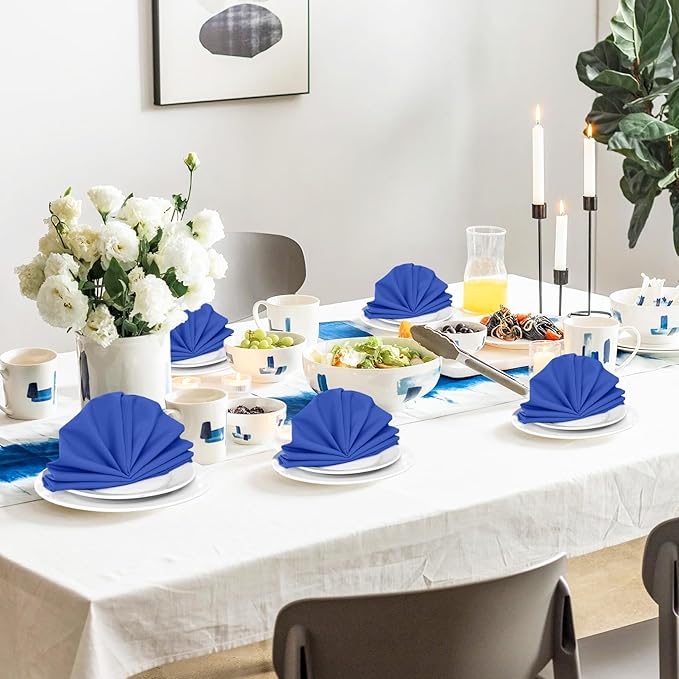 SuperO Set of 120 Cloth Napkins 17 x 17 Inch, Polyester Solid Washable Dinner Napkins with Hemmed Edges,Great for Restaurant, Wedding and Party(Royal Blue)