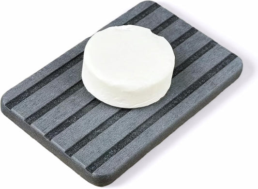 Kitchen Soap Tray - Stone Soap Dish for Bathroom, Water Absorbing Stone Tray for Sink, Natural Diatomite Coaster for Vanity Counter Top Décor (Rectangle, Gray)